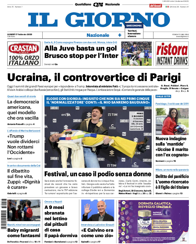 Prima-pagina-il giorno-edizione-di-oggi-20250217